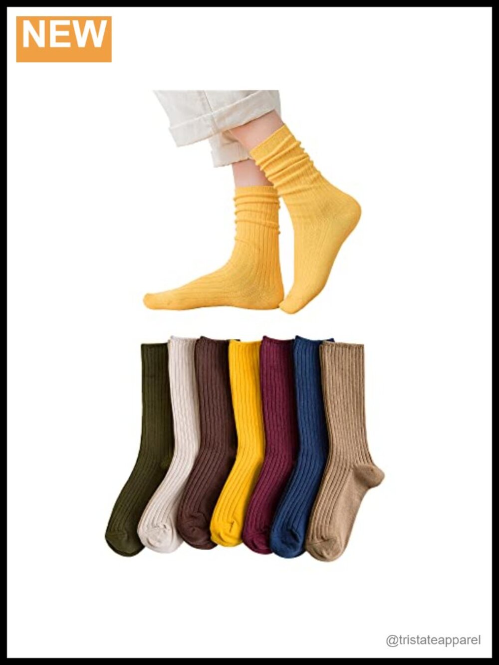 Women's Cotton Crew Socks Soft Stretchy Above Ankle 7 Pairs